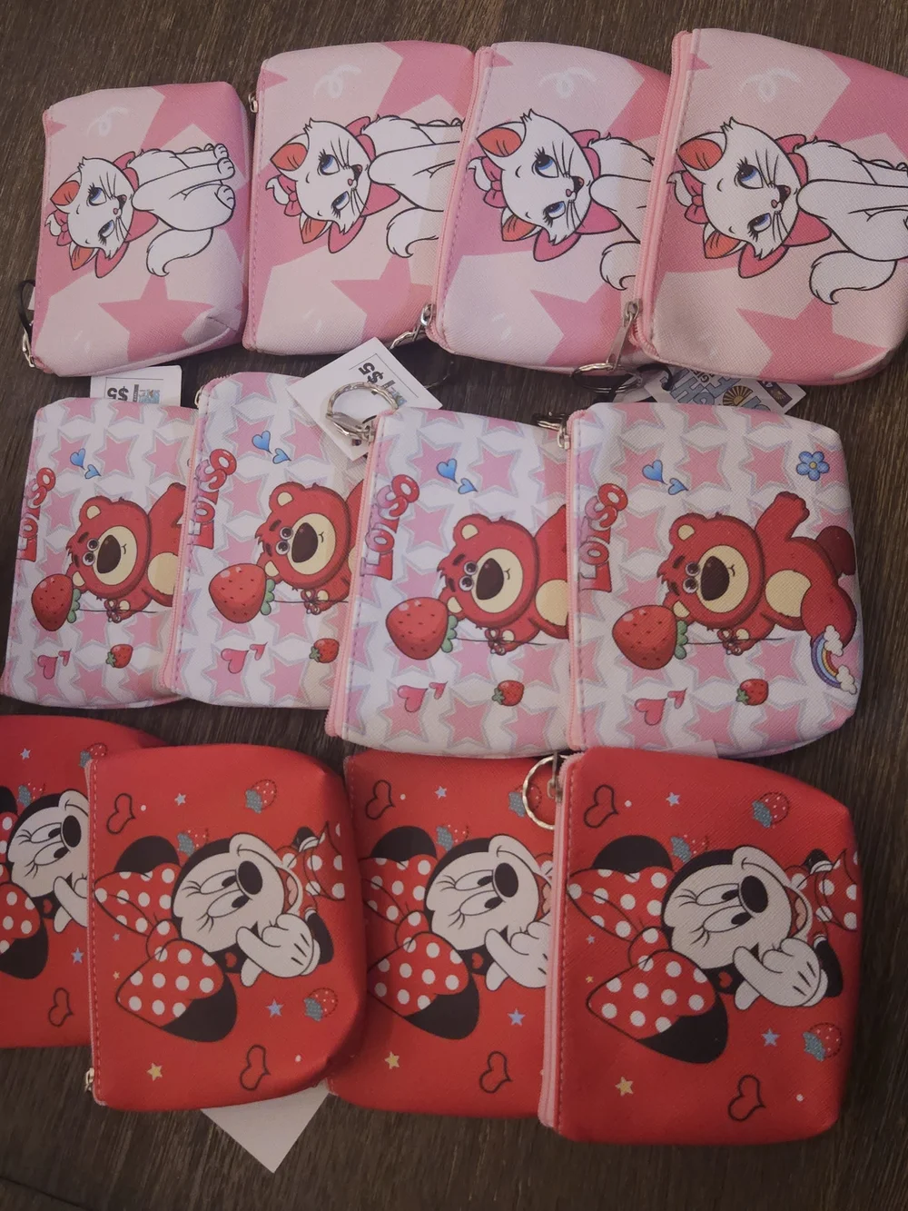 Set Of 12 Kids Cute Character Coin Pouch - Pink/Red